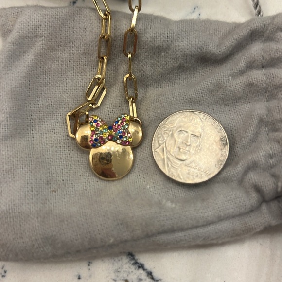 Disney x BaubleBar Gold Mickey Necklace and matching earrings - Picture 6 of 7